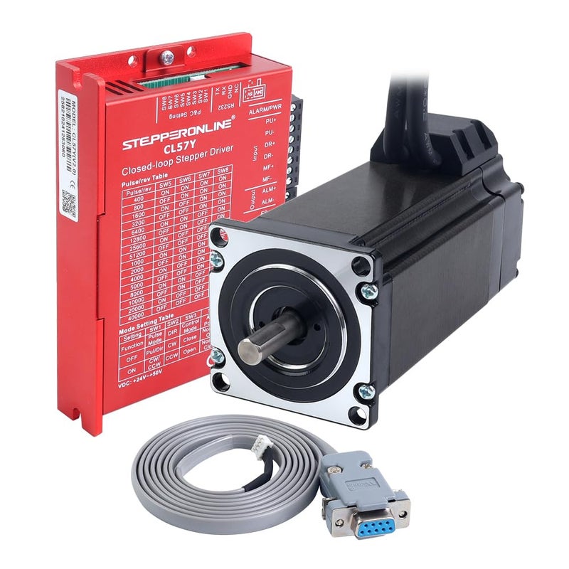 STEPPERONLINE Closed Loop Stepper Motor 1 Axis CNC KIT 3.0 Nm/424.92oz.in 5.0A Nema 23 Motor with 1.5 Meter Cables & 0-7.0A 24-50VDC Closed Loop Stepper Driver CL57Y-V20 - Image 1